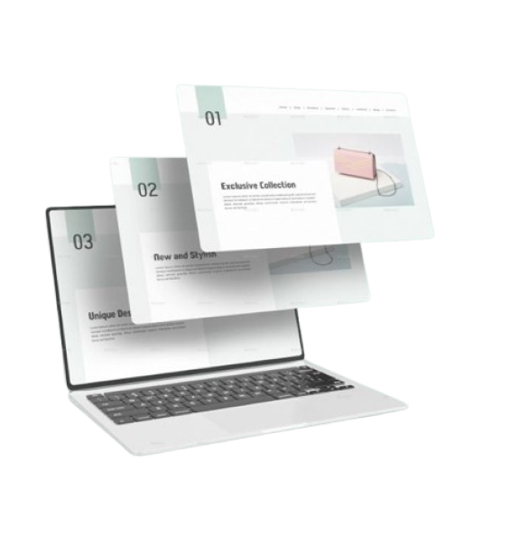 Laptop with floating documents